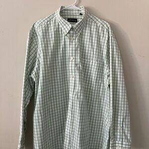 Orvis Green and White Casual Button Down Shirt